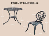 3 PCS Outdoor Set, All-Weather Cast Aluminum Tulip Table and Chairs Set of 2, Patio 50860135