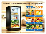 5.7 Cu.Ft Commercial Beverage Cooler, Double Tempered Glass Door Drink Refrigerator with Lock, 3 W5993P524899
