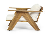Outdoor Acacia Wood Club Chairs with Cushions , Teak Finish Beige, 30.75" W x 30.25" D x 70856.00BGE