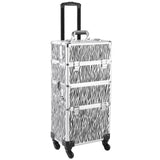 ZNTS 3 in 1 Aluminum Cosmetic Makeup Case Tattoo Box White Zebra Print 25171058