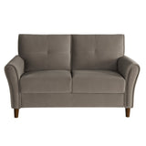 Brown Velvet Upholstery 1pc Comfort Loveseat Plush Seatbacks Tufted Detail Solid Wood Frame Modern B011P204891