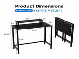 31.5" Gaming Desk with Desktop Shelf and Lighting Foldable P2 Particleboard Iron Pipe 07803855