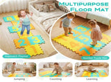 Yellow Kids Hopscotch Foam Mat with 9 Interlocking Tiles & 3 Marker Discs, Non-Slip Play Mat for 77638950