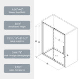 56"-60"W x 72"H sliding shower door, sliding door, with 1/4" tempered glass and Polished Chrome W2122P196374