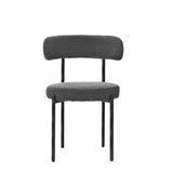Grey Boucle Dining Chairs Set of 2,Mid-Century Modern Curved Backrest Chair,Round Upholstered W2533P170094