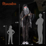 8.5ft Halloween Grim Reaper Decoration - Sound-Activated Design, Glowing Eyes, Tattered Garb & 87215514