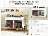 Record Player Storage Stand - Customizable Vinyl Compartments, Built-in Charging Station, Metal Legs 29585110