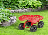 360&deg Garden Rolling Workseat with Swivel Seat and Adjustable Height-Red 53694897