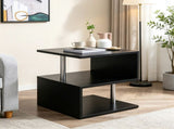 20" Modern S-Shaped End Table with Storage Shelf & Steel Poles Sleek Black Accent Side Table for 22517581