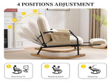 Corduroy Nursery Rocking Chair w/ Pull-out Footrest, 100&deg-160&deg Adjustable Backrest, Oversized 54625236