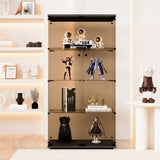 ZNTS Two-door Tawny Glass Display Cabinet 4 Shelves with Door, Floor Standing Curio Bookshelf for Living 88809623