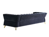 Modern Tufted Velvet Sofa 87.4 inch for Living Room Black Color W579107799