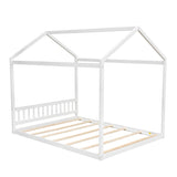 Queen Size Wooden House Bed with Headboard,White WF296086AAK