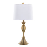 Ashland 27" Contemporary Metal Table Lamp in Gold Metal with White Linen Shade from Grandview B202P224082