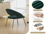 061-Set of 1 Velvet Fabric Chairs With Curved Backrest and Golden Metal Legs for Kitchen or W527P255476