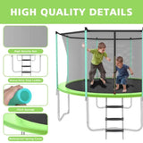 ZNTS 12ft Green Outdoor Toddler Trampoline with Enclosure Safety Net Jumping Fun Trampoline, heavy-duty 31935838