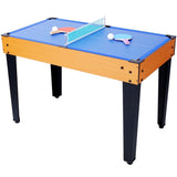 ZNTS 5-in-1 Multi-Game Table - Billiards, Push Hockey, Foosball, Ping Pong, and Basketball brown /blue W465P164156