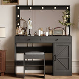 ZNTS 43.4"Makeup Vanity Table, Makeup Table with Large Mirror and 11 LED Light , Brightness Adjustable, 54481304