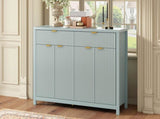 Modern Wave-Pattern Sideboard Cabinet with 2 Drawers and 4 Doors, 3-Level Adjustable Shelves, N711P269068C
