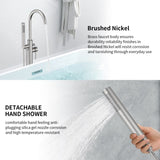 Freestanding Bathtub Faucet Tub Floor Mount Bathroom Faucets Brass Single Handle with Hand Shower T3177P277529