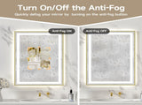 24x36" Gold Tempered Mirror Dual LED Light Strips Front and Back LightingUnable ship on weekends, 77771196