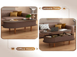 Fluted Lift Top Coffee Table with Hidden Compartment, Wooden Center Table, Modern Oval Lift Tabletop 32995757