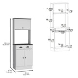 Apex Kitchen Pantry 66.3" H with Drawer, 2 Cabinets, and Microwave Stand, White/Black B097P199737