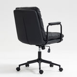 Office Chair,Mid Back Home Office Desk Task Chair with Wheels and Arms Ergonomic PU Leather Computer W1143133924