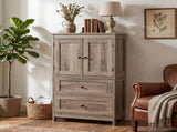 Grey Washed Finish, Melamine-Faced MDF, 23.62*11.81*43.31in, 2-Drawer 2-Door Bathroom Tall Cabinet 22439631