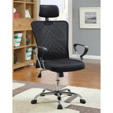 ZNTS Black and Chrome Height Adjustable Office Chair with Casters B062P153801