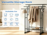 3-Tier Freestanding Towel Stand with Bottom Storage Basket, Black Iron Towel Rack with Adjustable 26651064