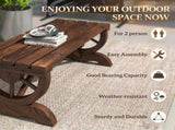 Outdoor Wagon Wheel Porch Bench for Backyard Garden,2-Person Wooden Garden Bench,Rustic Country T3971P612592