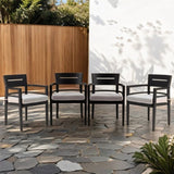 Outdoor Patio K/D Aluminum Stationary Dining Chairs 4PCS with Outdoor-grade Sunbrella Fabric W1886P163107