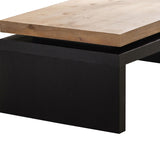 ZNTS Black and Natural Wood Living Room Table Versatile Coffee Table 2-Tiered Wood Tabletop Table 47.6" L W2729P198992