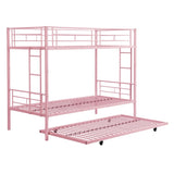 ZNTS METAL Bunk Bed with trundle Pink W311P256413