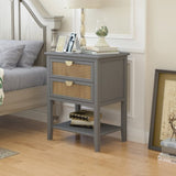 2 Drawer Side table,Naturel Rattan,End table,Suitable for bedroom, living room, study W68858074