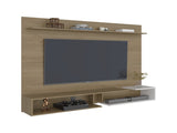 Colorado Wall Mounted TV Panel with Floating Media Console and Open Storage Shelves,Natural Oak B128P611066