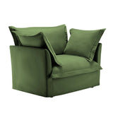 Slip-covered Armchair with 1 Big Back Cushion and 2 Big Toss Pillows, Single Deep Seat Comfy Single W3041P240130