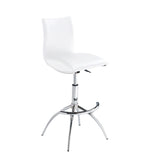 ZNTS Modern Barstool Leatherette/Chrome Adjustable Height In White Color B091119810