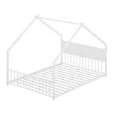Full Size House Bed with Roof and Colorful Lights, Metal Bed Frame with Slats and Legs, House Bed W1820P234583