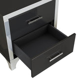 Elegant High Gloss Nightstand with Metal Handle,Mirrored Bedside Table with 2 Drawers for N733P205356B