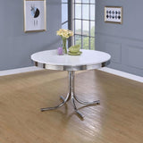White and Chrome Round Dining Table B062P145478