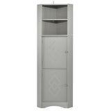 Tall Bathroom Corner Cabinet, Freestanding Storage Cabinet with Doors and Adjustable Shelves, MDF WF293800AAG