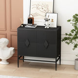 31.50" Modern 2 Door Wooden Storage Cabinet Accent Cabinet with Metal Leg Featuring Two-tier W1435P206312