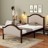 ZNTS Twin Size Bed Frame with Headboard and Footboard, Upholstered Twin Platform Bed with Strong Wooden W504140833