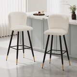 30'' modern style barstool,with white seats, black metal legs, and gold - tipped ends,suitable for N780P228980W