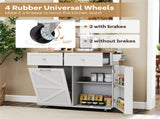 Gray Mobile Kitchen Island Cart with Drop-Leaf Design, Lockable Universal Wheels & Trash Storage 01488643