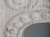 Set of 2 Large Wooden Wall Art Panels with Distressed White Finish and Round Mirror Accents,17" x W2078130284