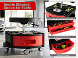 Height Adjustable Rolling Mechanic Stool with 3 Storage Drawers & 4-Compartment Tool Tray, SGS 61634038