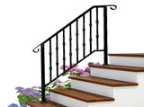 Matte Black Outdoor 3 Level Iron Handrail 85809583